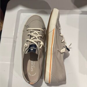 Sperry Grey/Coral Canvas Memory Foam Low-Top Sneakers